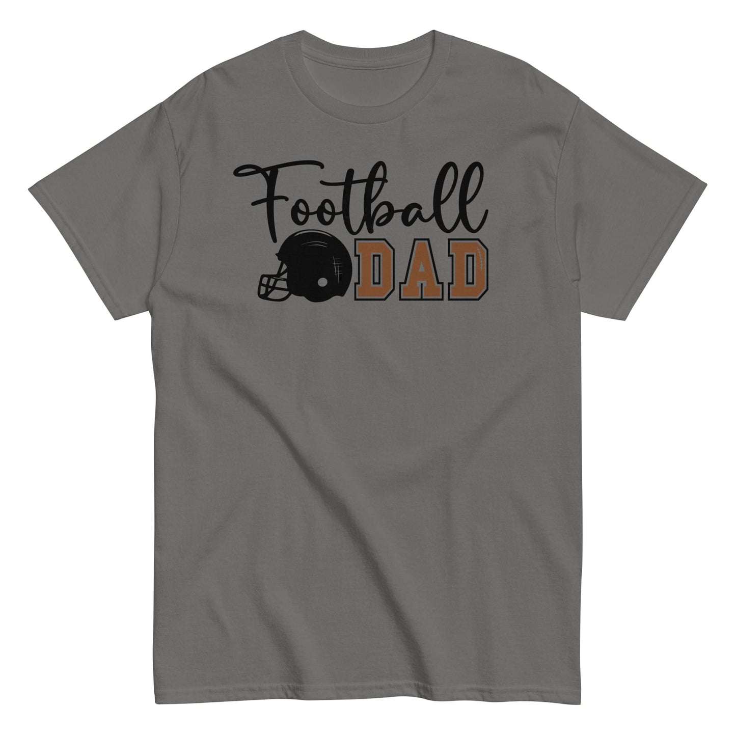 Football Dad Shirt – Script Design with Helmet Graphic T-Shirt Charcoal / S Spirit Gear Collective T-Shirt