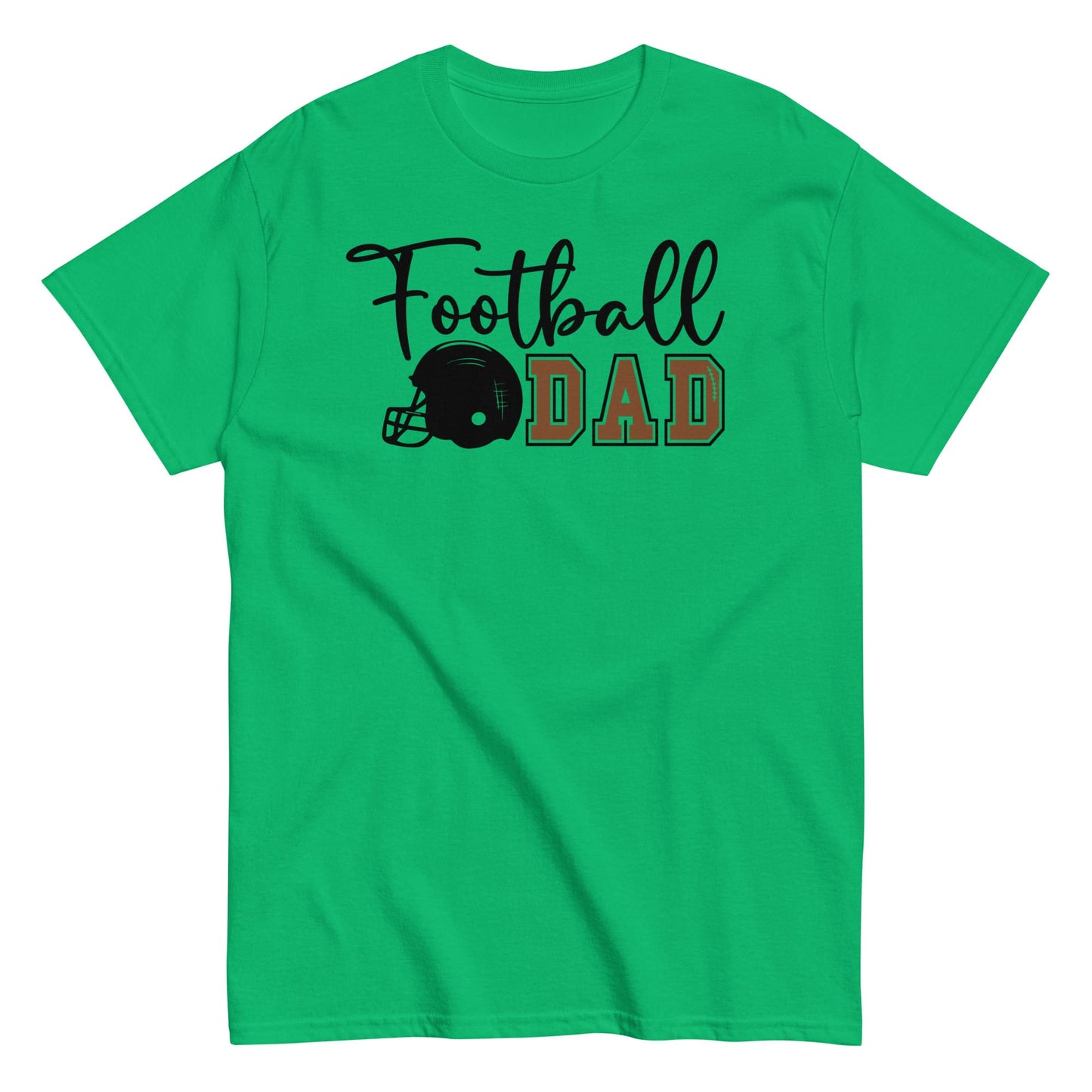 Football Dad Shirt – Script Design with Helmet Graphic T-Shirt Irish Green / S Spirit Gear Collective T-Shirt