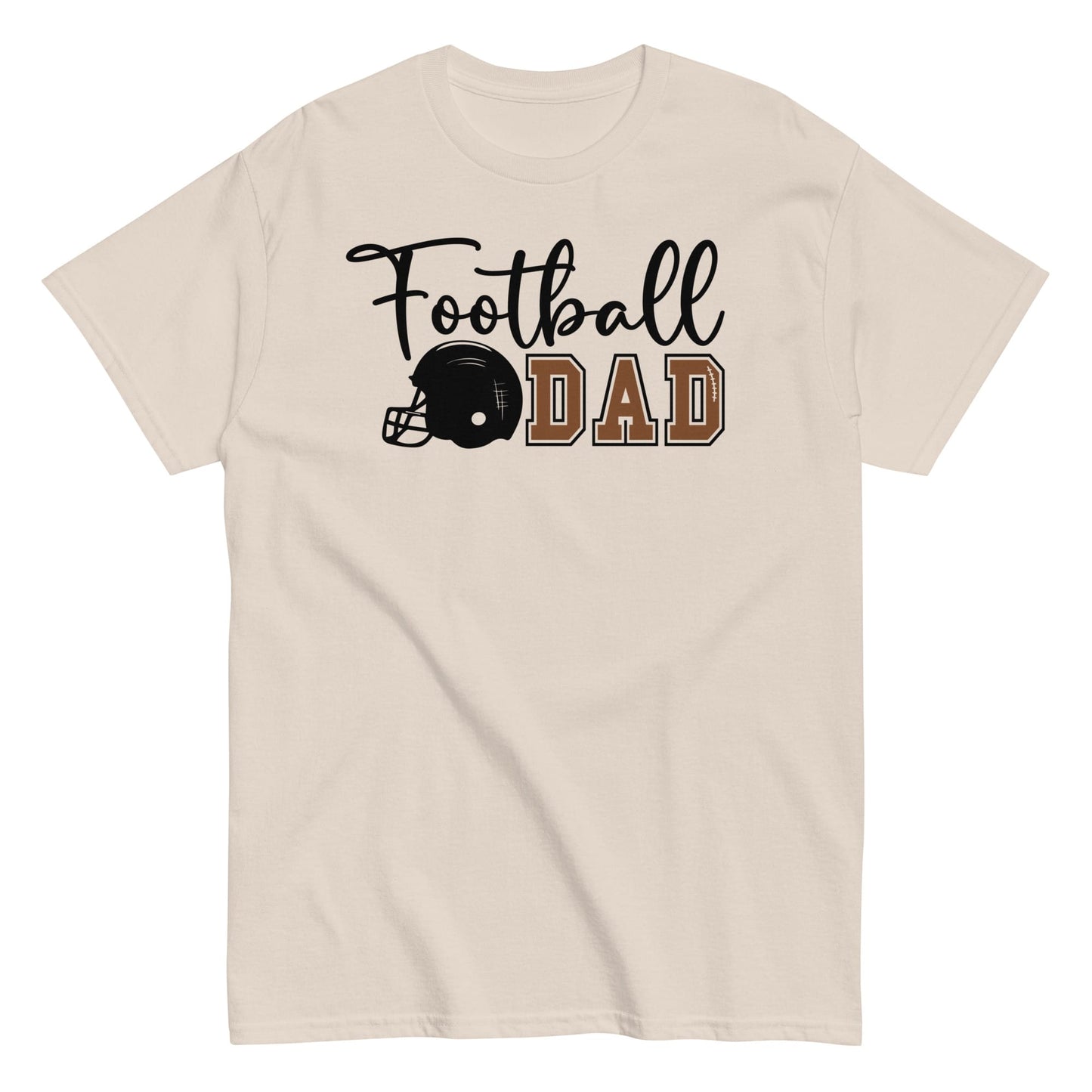 Football Dad Shirt – Script Design with Helmet Graphic T-Shirt Natural / S Spirit Gear Collective T-Shirt