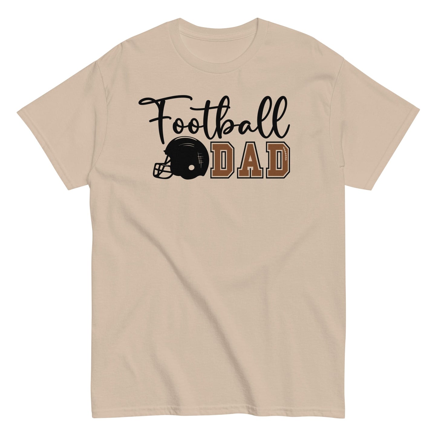 Football Dad Shirt – Script Design with Helmet Graphic T-Shirt Sand / S Spirit Gear Collective T-Shirt