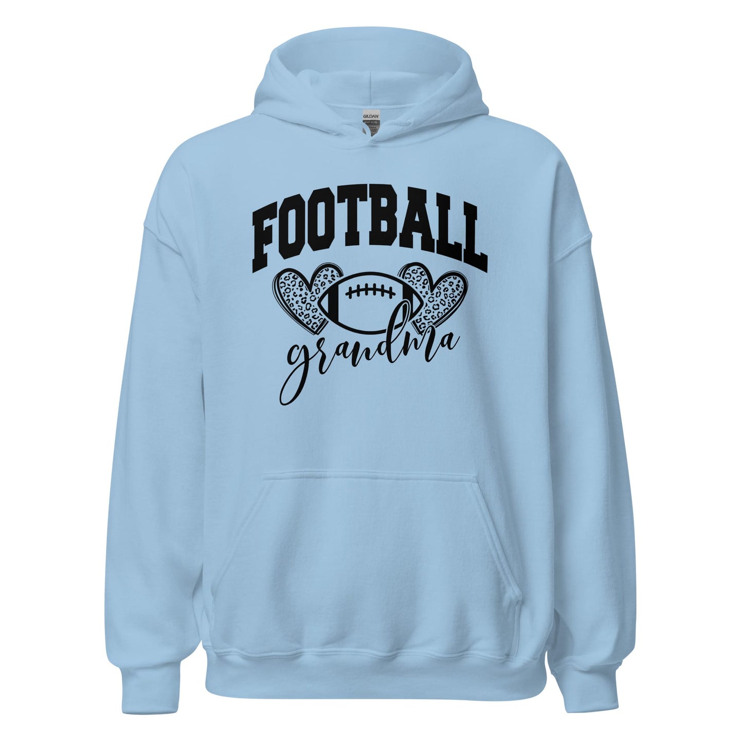 Football Grandma Hoodie – Cute Football Grandma Sweatshirt – Cozy Game Day Hoodie for Proud Grandmas Light Blue / S Spirit Gear Collective T-Shirt