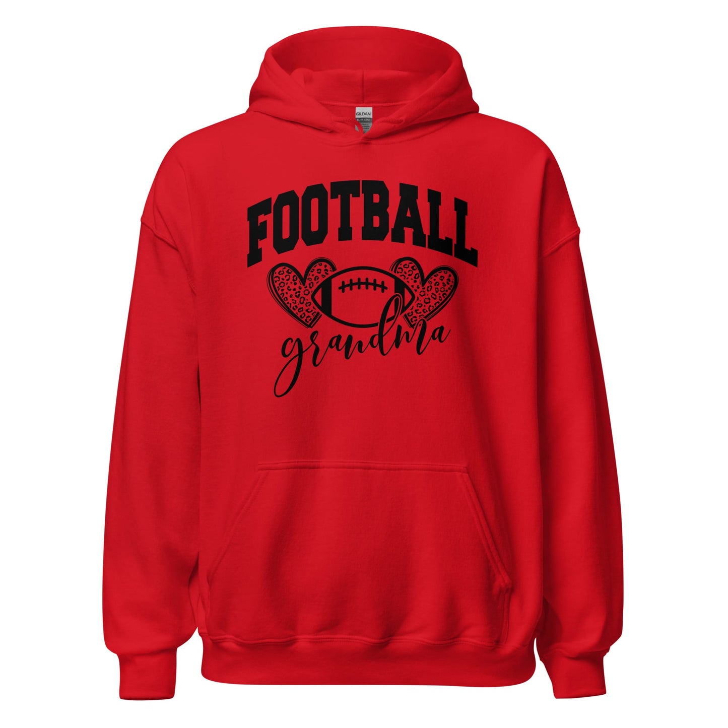 Football Grandma Hoodie – Cute Football Grandma Sweatshirt – Cozy Game Day Hoodie for Proud Grandmas Red / S Spirit Gear Collective T-Shirt