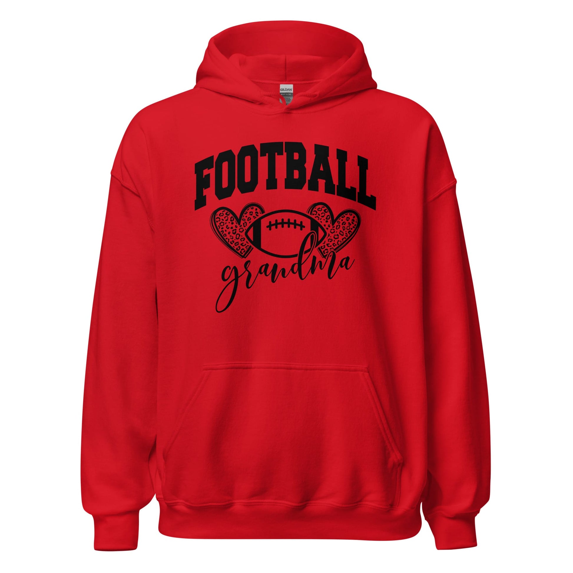 Football Grandma Hoodie – Cute Football Grandma Sweatshirt – Cozy Game Day Hoodie for Proud Grandmas Red / S Spirit Gear Collective T-Shirt
