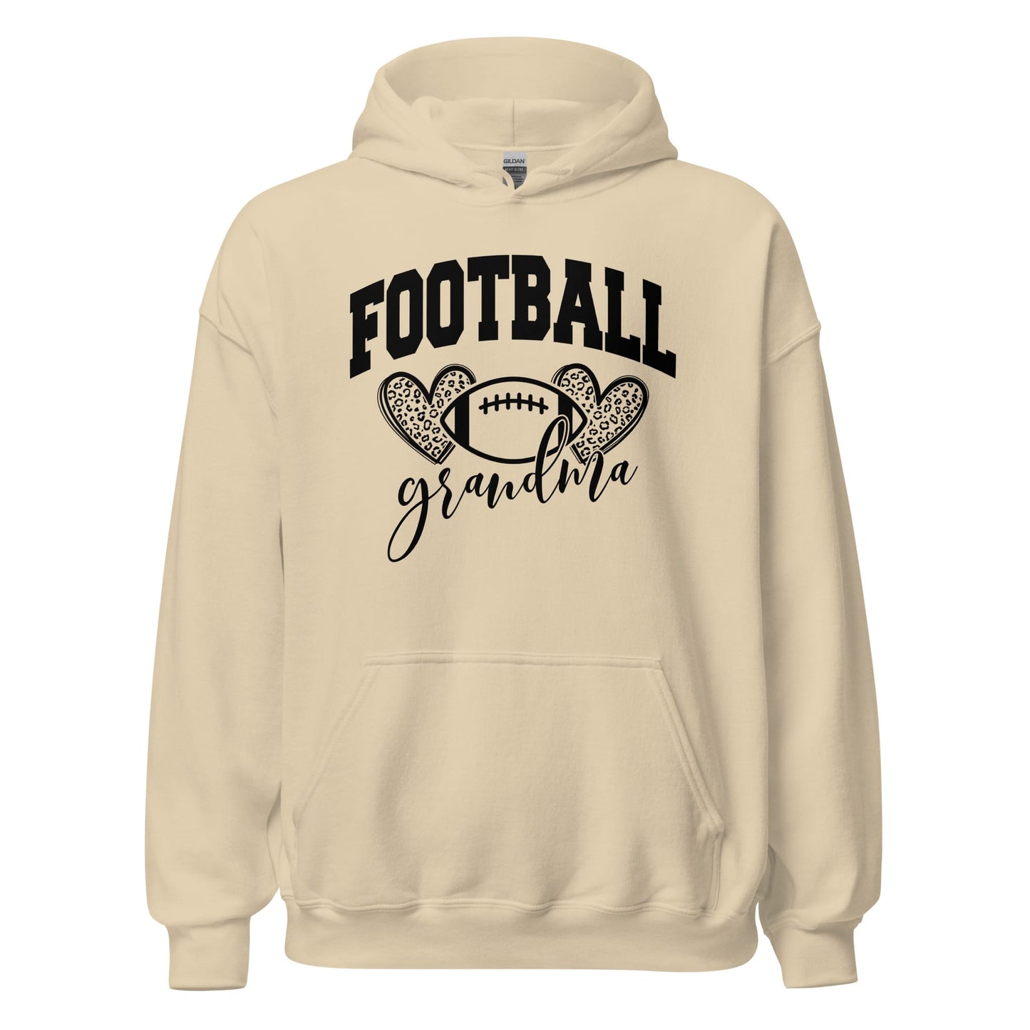 Football Grandma Hoodie – Cute Football Grandma Sweatshirt – Cozy Game Day Hoodie for Proud Grandmas Sand / S Spirit Gear Collective T-Shirt