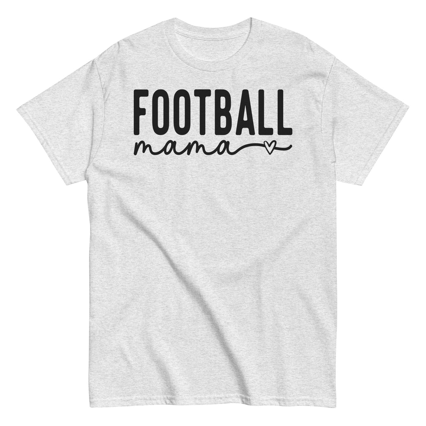 Football Mama Shirt - Bold Text with Heart - Black Font Ash / S Spirit Gear Collective T-Shirt