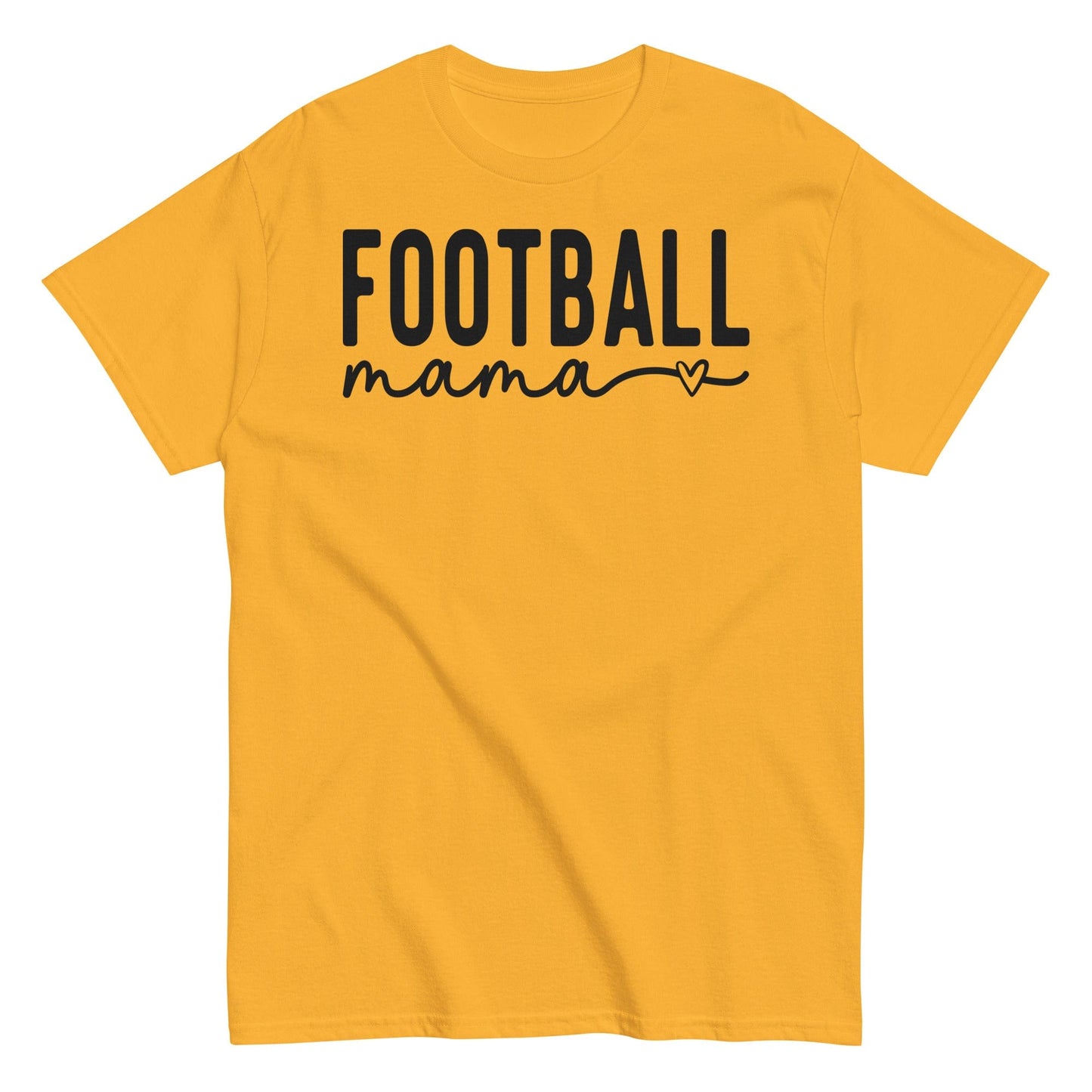 Football Mama Shirt - Bold Text with Heart - Black Font Gold / S Spirit Gear Collective T-Shirt