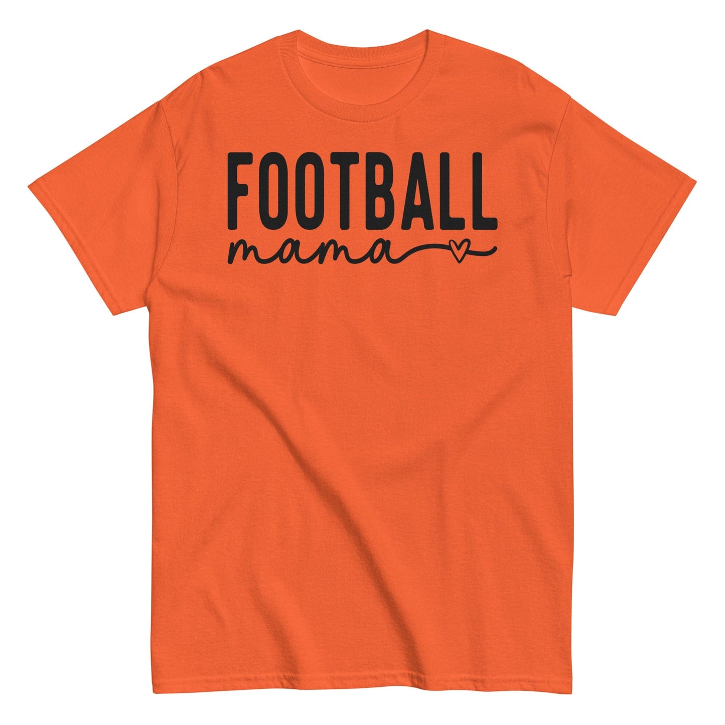Football Mama Shirt - Bold Text with Heart - Black Font Orange / S Spirit Gear Collective T-Shirt