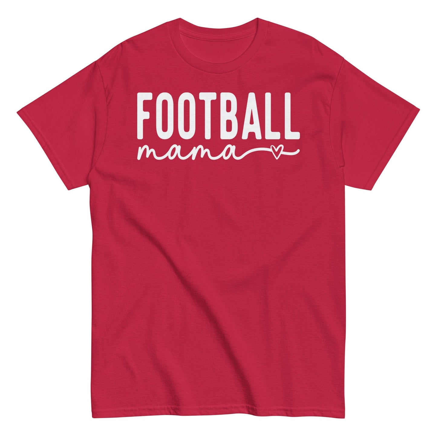 Football Mama Shirt - Bold Text with Heart - White Font Cardinal / S Spirit Gear Collective T-Shirt