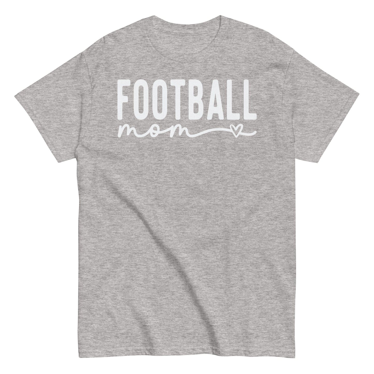 Football Mom Shirt - Bold Text with Heart - White Text Sport Grey / S Spirit Gear Collective T-Shirt
