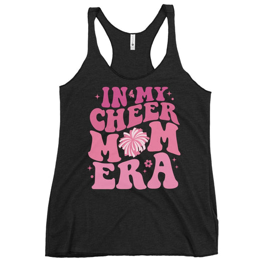 In My Cheer Mom Era Tank Top – Cute Cheer Mom Racerback Tee Vintage Black / XS Spirit Gear Collective tank top