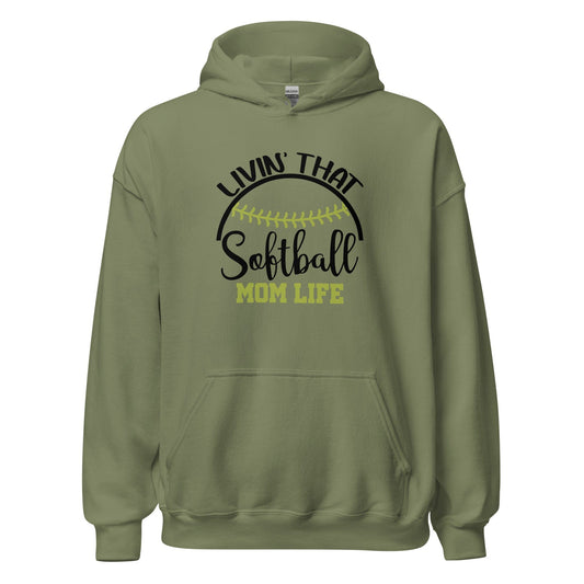 Livin That Softball Mom Life Hoodie Military Green / S Spirit Gear Collective Hoodie