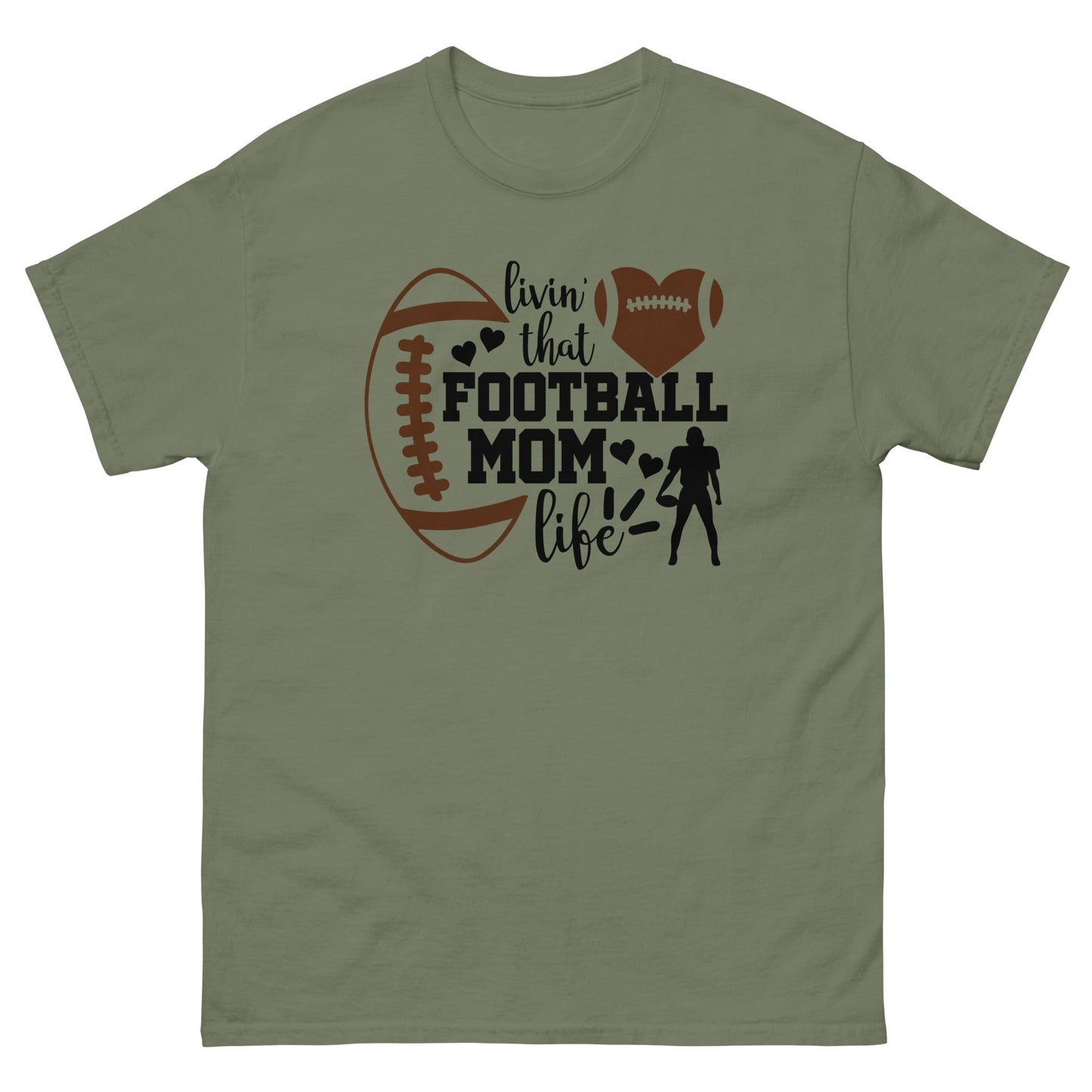 Living that Football Mom Life Shirt Military Green / S Spirit Gear Collective T-Shirt