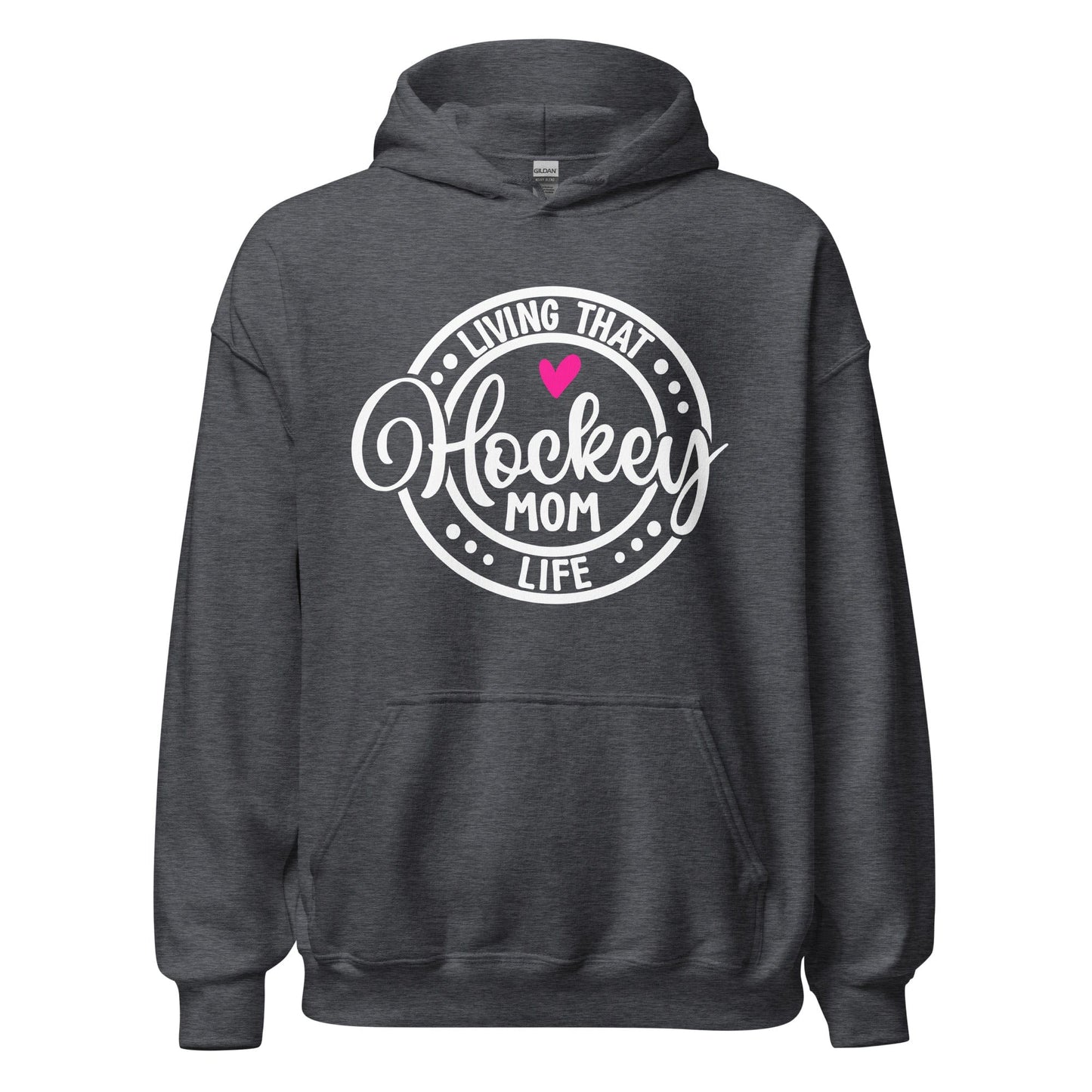 Living That Hockey Mom Life Hoodie Dark Heather / S Spirit Gear Collective Hoodie