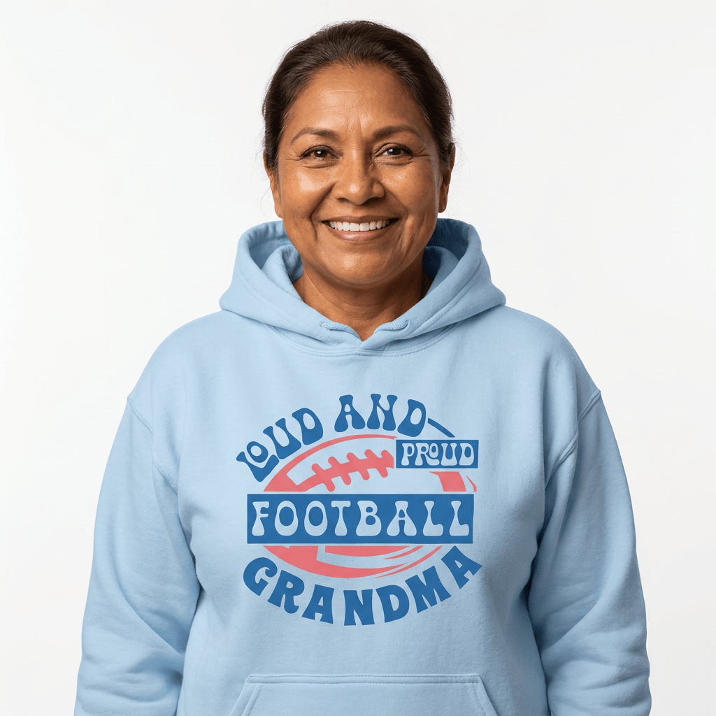 Loud and Proud Football Grandma Hoodie – Cozy Football Grandma Sweatshirt for Game Day Spirit Gear Collective T-Shirt