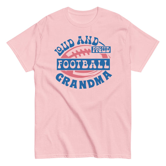 Loud and Proud Football Grandma T-Shirt – Funny Football Grandma Game Day Tee Light Pink / S Spirit Gear Collective T-Shirt