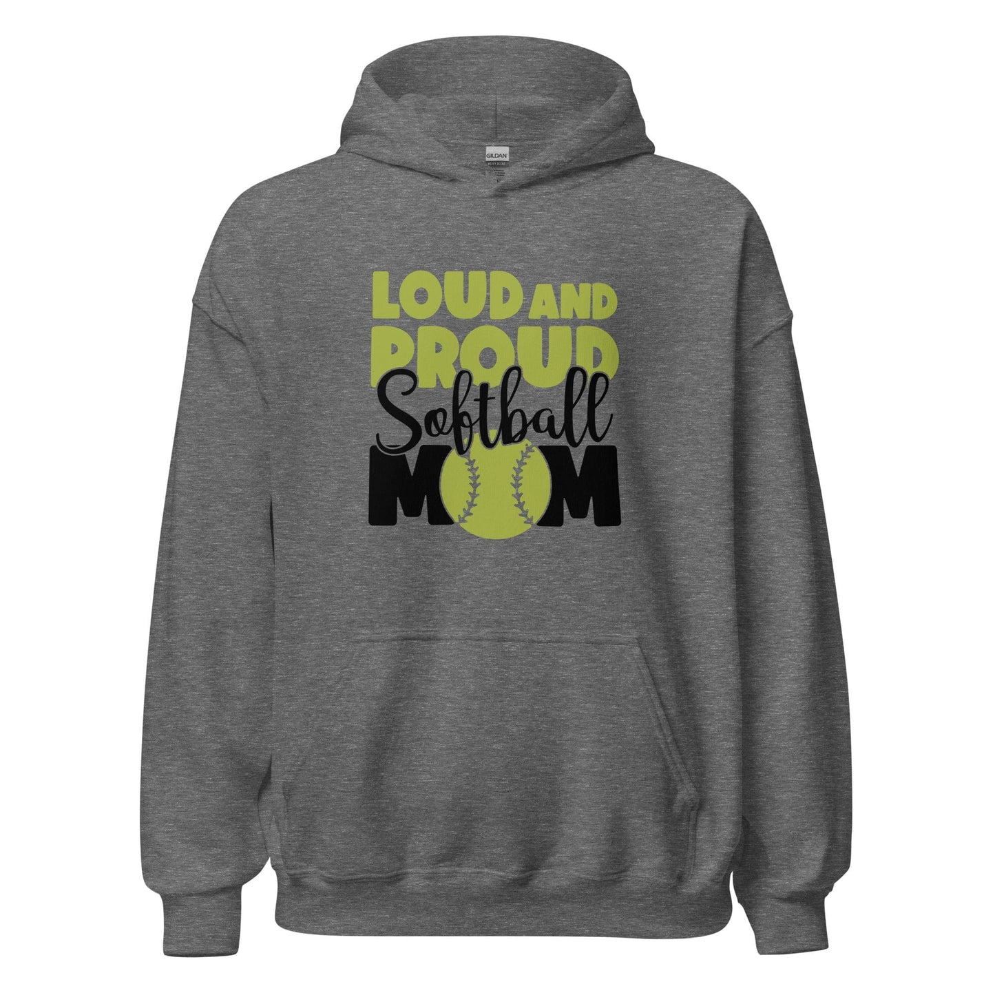 Loud and Proud Softball Mom Hoodie Graphite Heather / S Spirit Gear Collective Hoodie