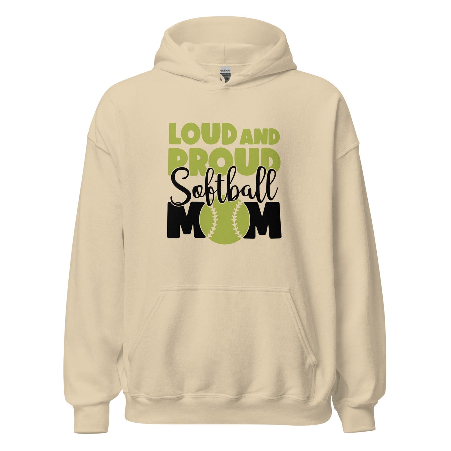 Loud and Proud Softball Mom Hoodie Sand / S Spirit Gear Collective Hoodie