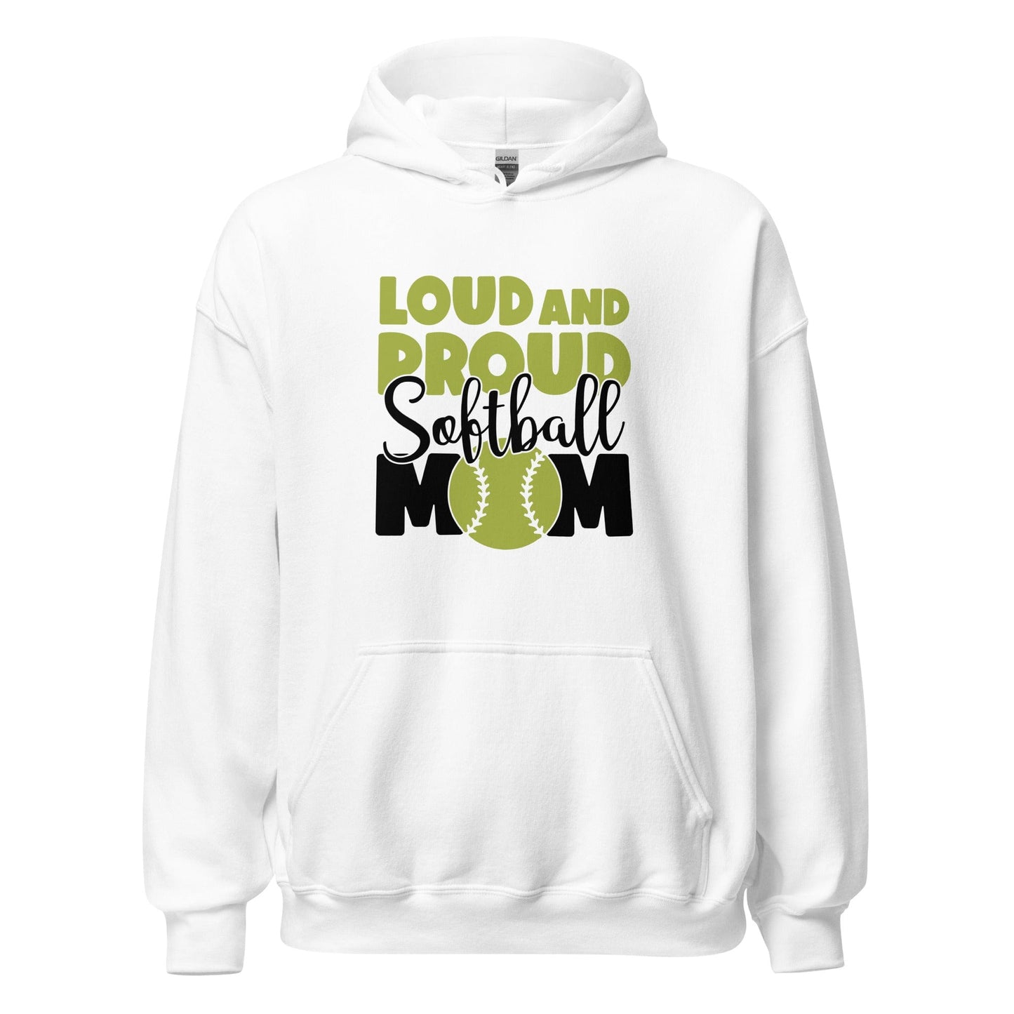 Loud and Proud Softball Mom Hoodie White / S Spirit Gear Collective Hoodie