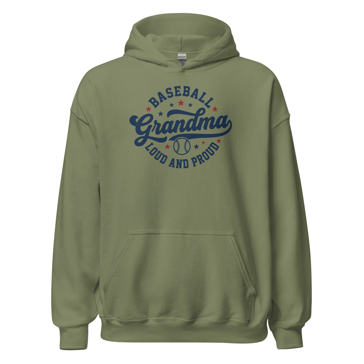 Loud & Proud Baseball Grandma Hoodie | Cozy Baseball Grandma Sweatshirt Gift Military Green / S Spirit Gear Collective Hoodie