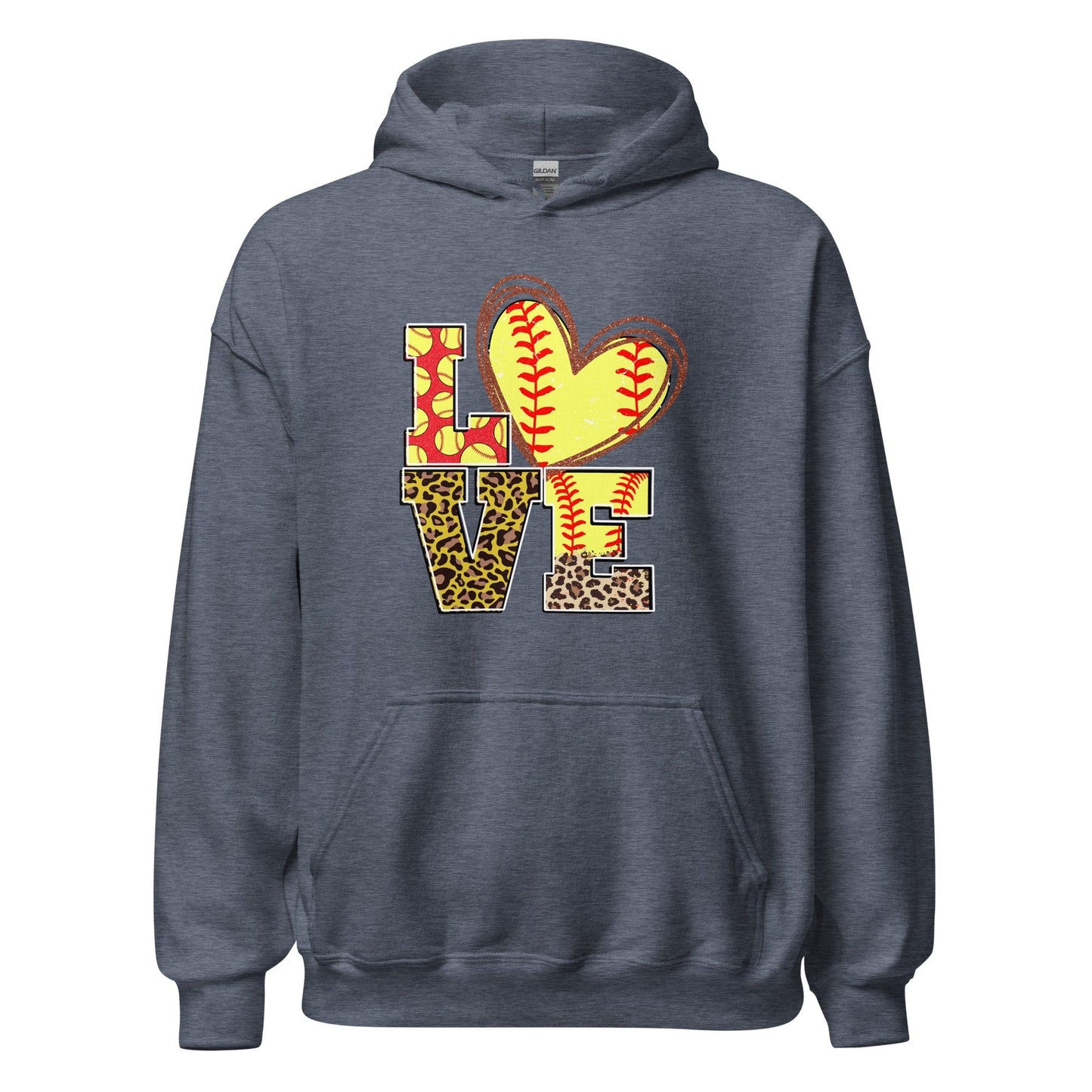 Love Softball Hoodie Heather Sport Dark Navy / S Spirit Gear Collective Hoodie