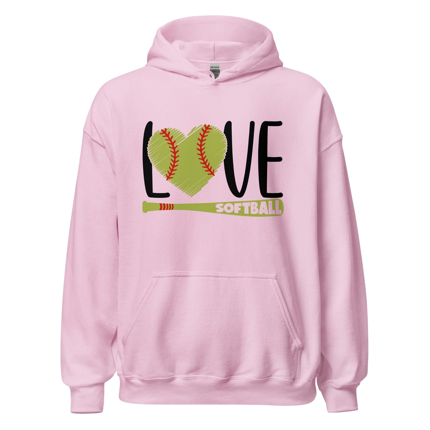 Love Softball Hoodie Light Pink / S Spirit Gear Collective Hoodie