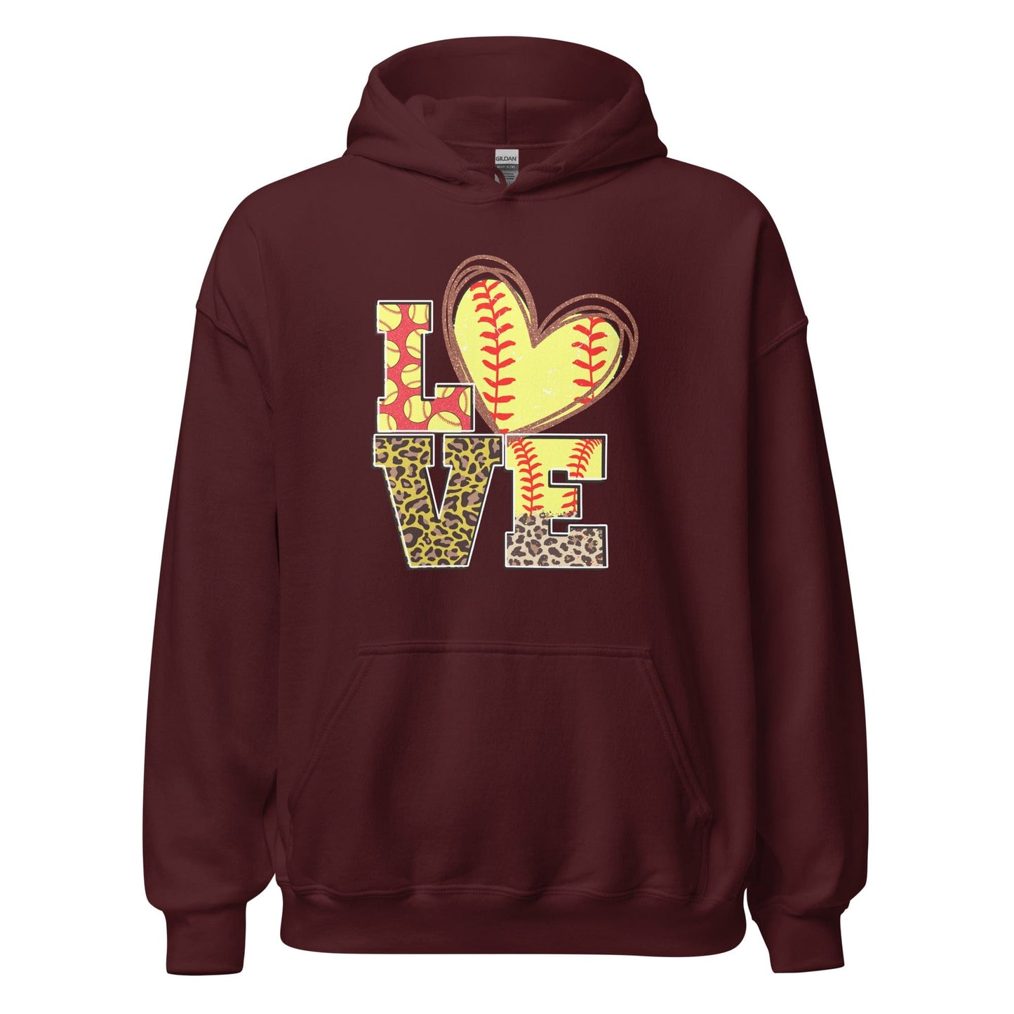 Love Softball Hoodie Maroon / S Spirit Gear Collective Hoodie