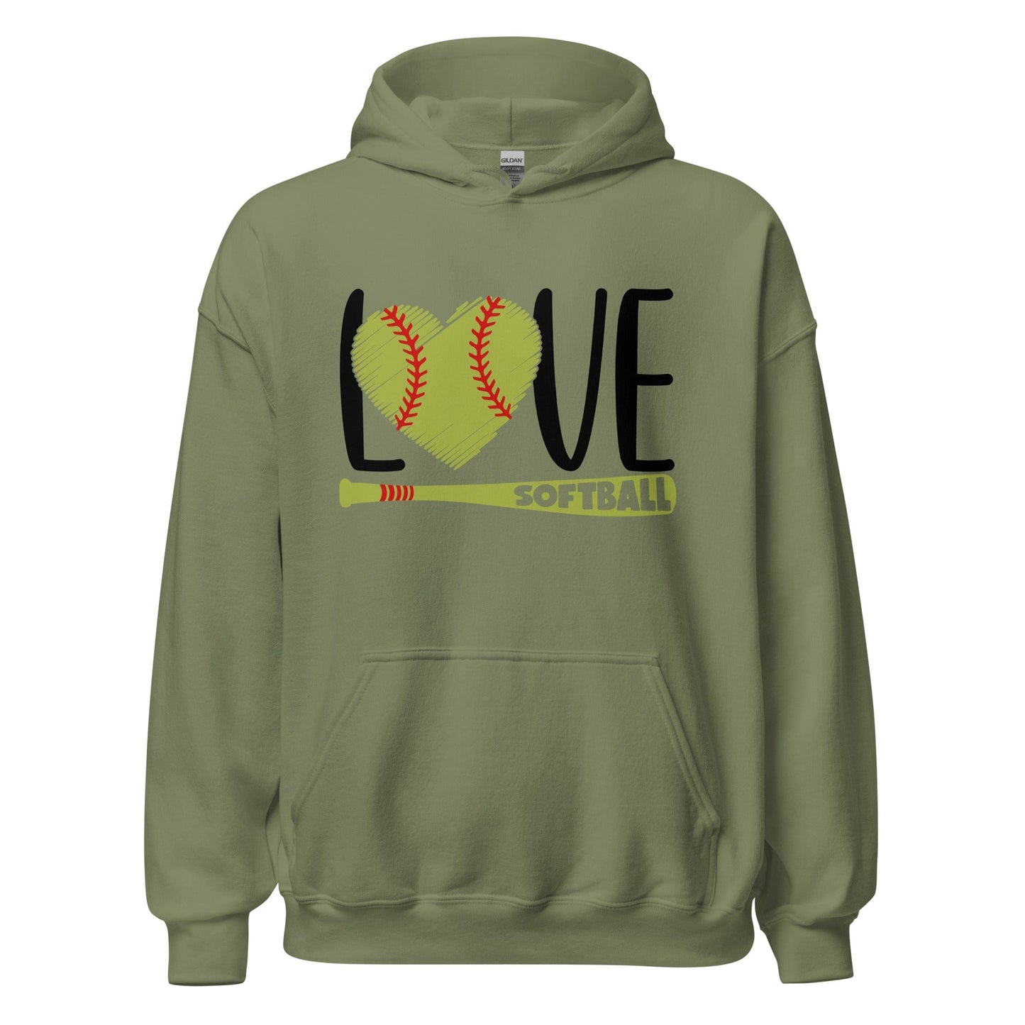 Love Softball Hoodie Military Green / S Spirit Gear Collective Hoodie