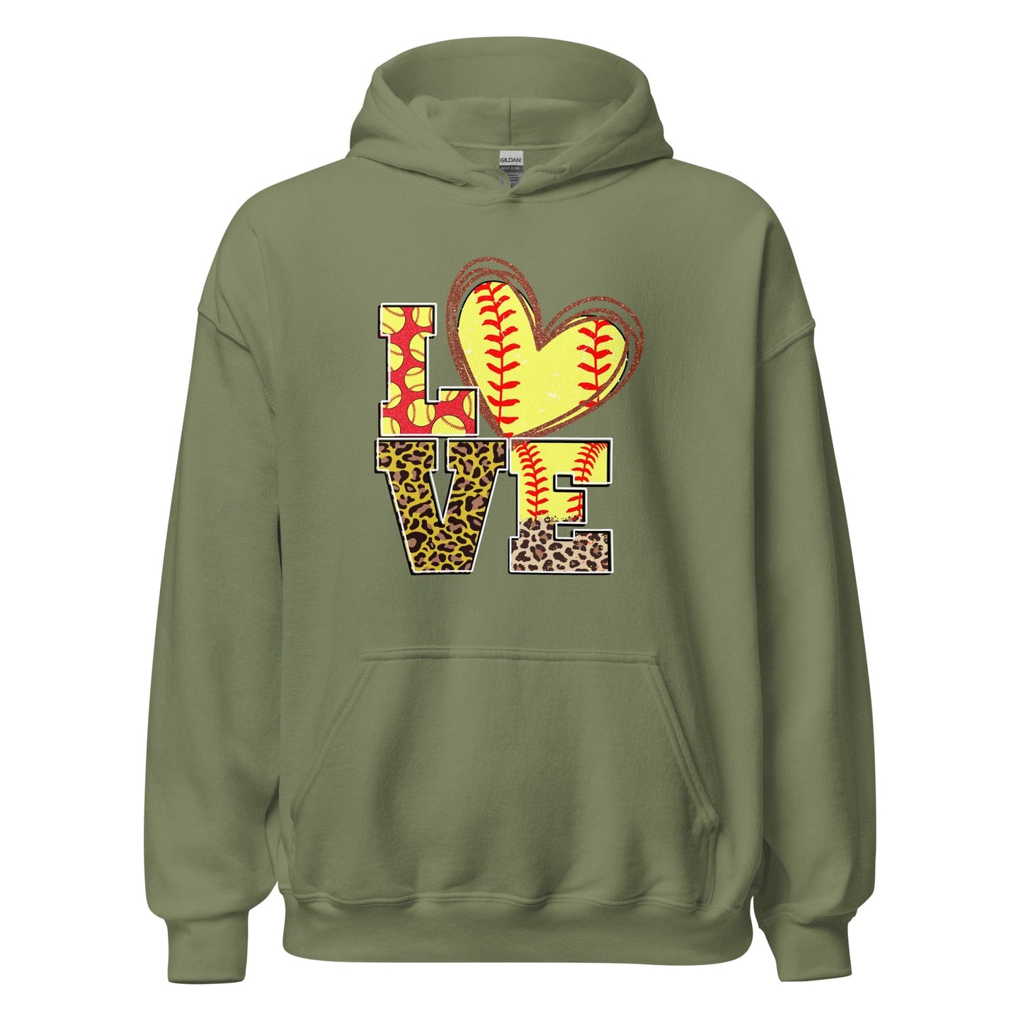 Love Softball Hoodie Military Green / S Spirit Gear Collective Hoodie