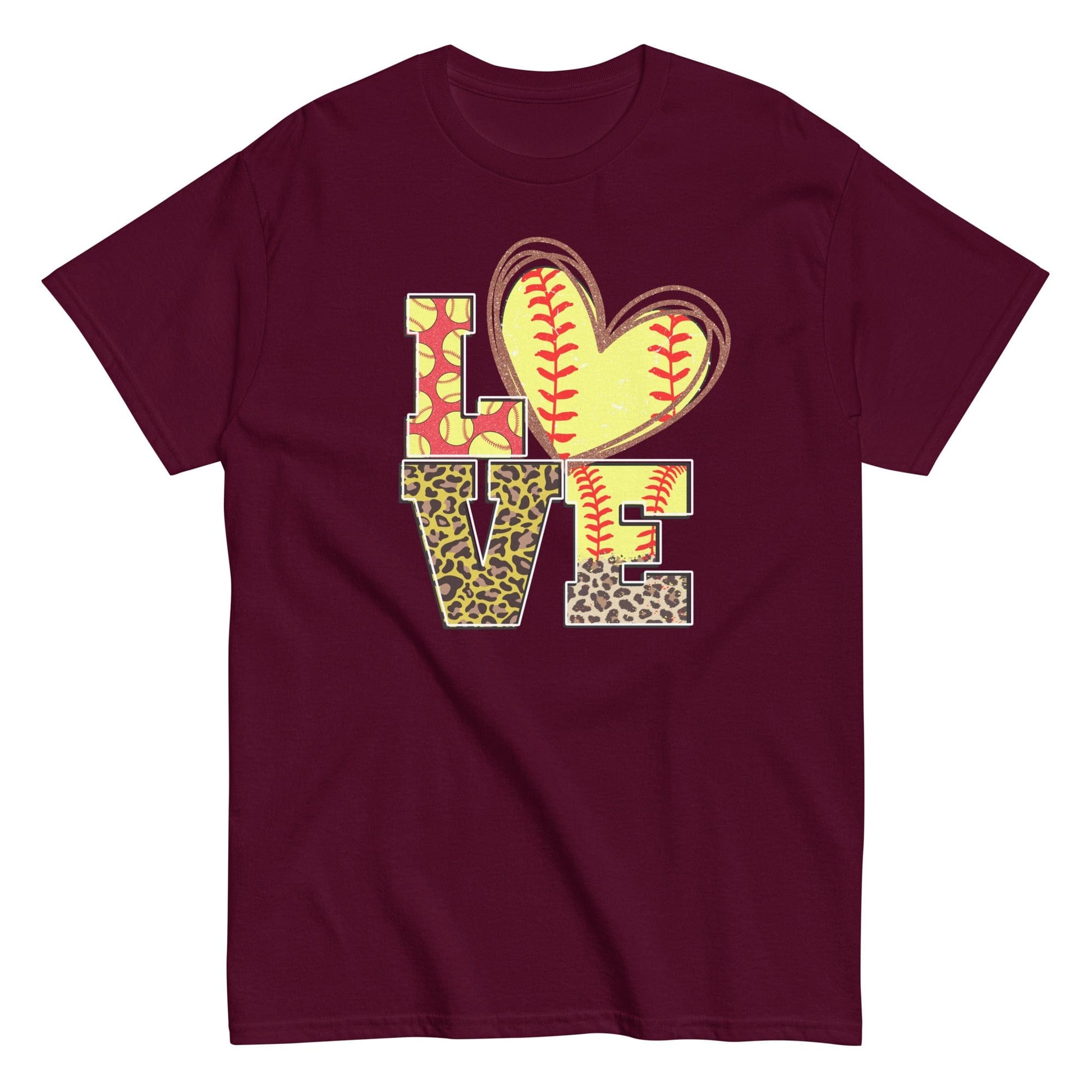 Love Softball Shirt Maroon / S Spirit Gear Collective T-Shirt