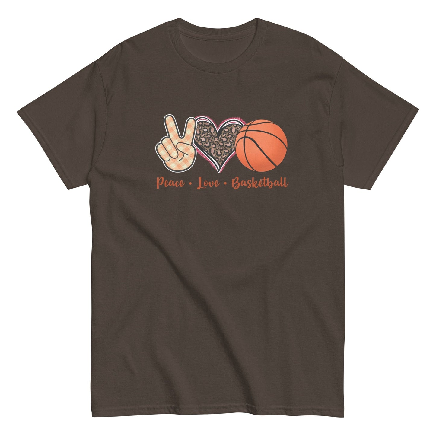 Peace Love Basketball Classic Shirt Dark Chocolate / S Spirit Gear Collective T-Shirt