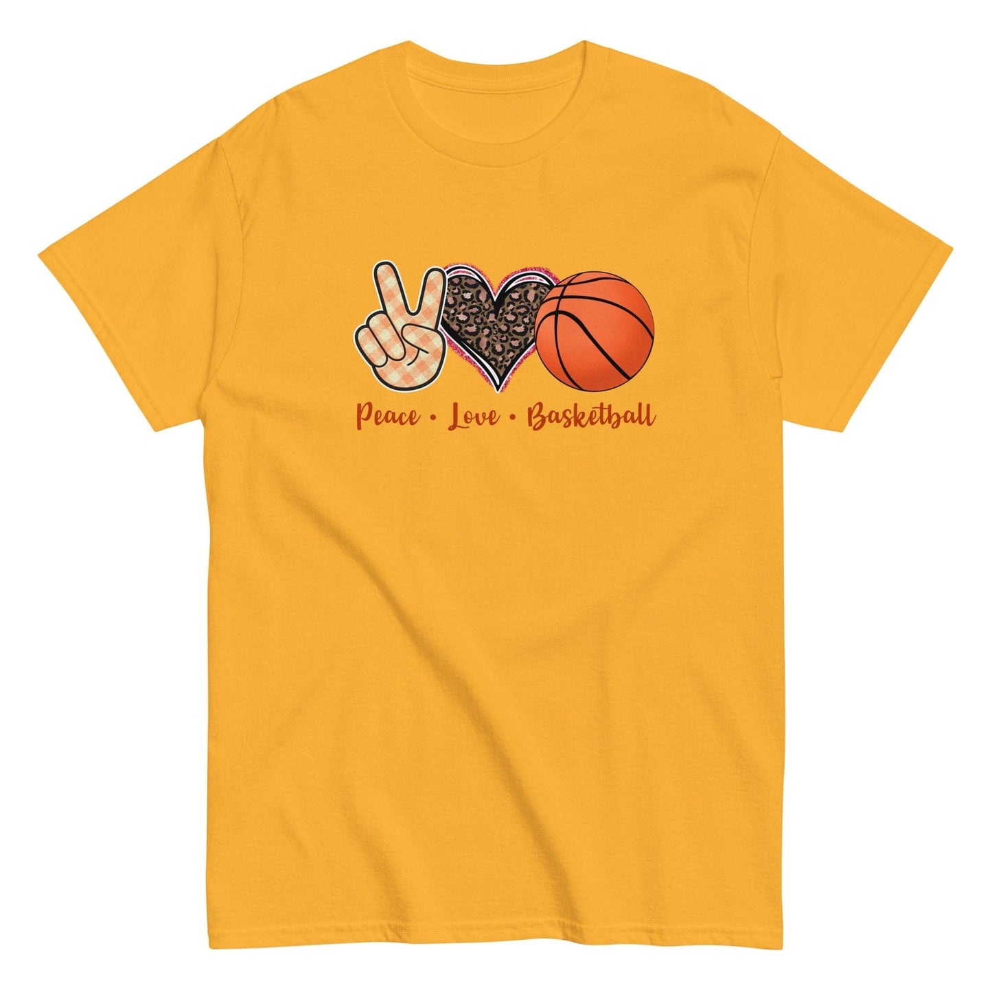 Peace Love Basketball Classic Shirt Gold / S Spirit Gear Collective T-Shirt