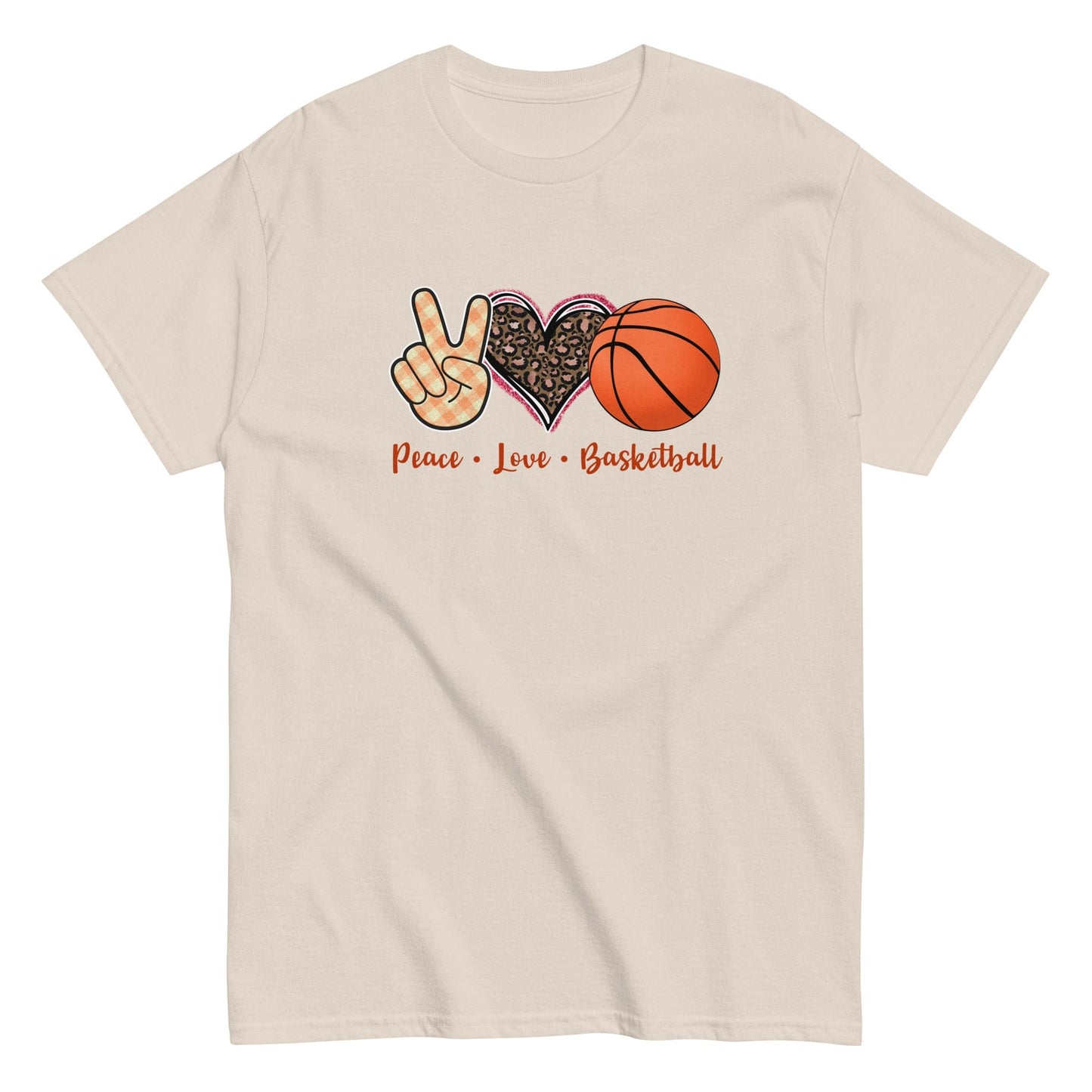 Peace Love Basketball Classic Shirt Natural / S Spirit Gear Collective T-Shirt