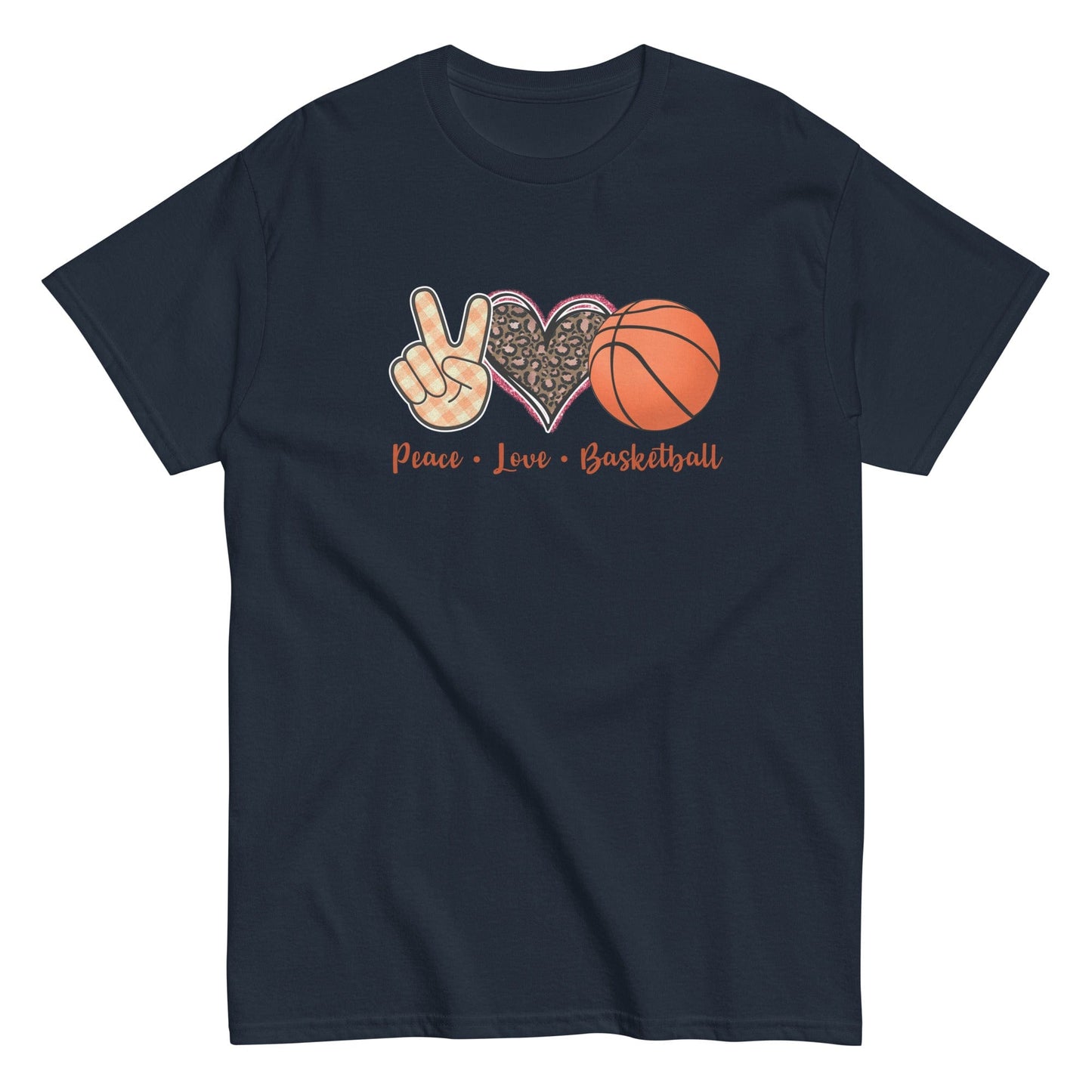 Peace Love Basketball Classic Shirt Navy / S Spirit Gear Collective T-Shirt