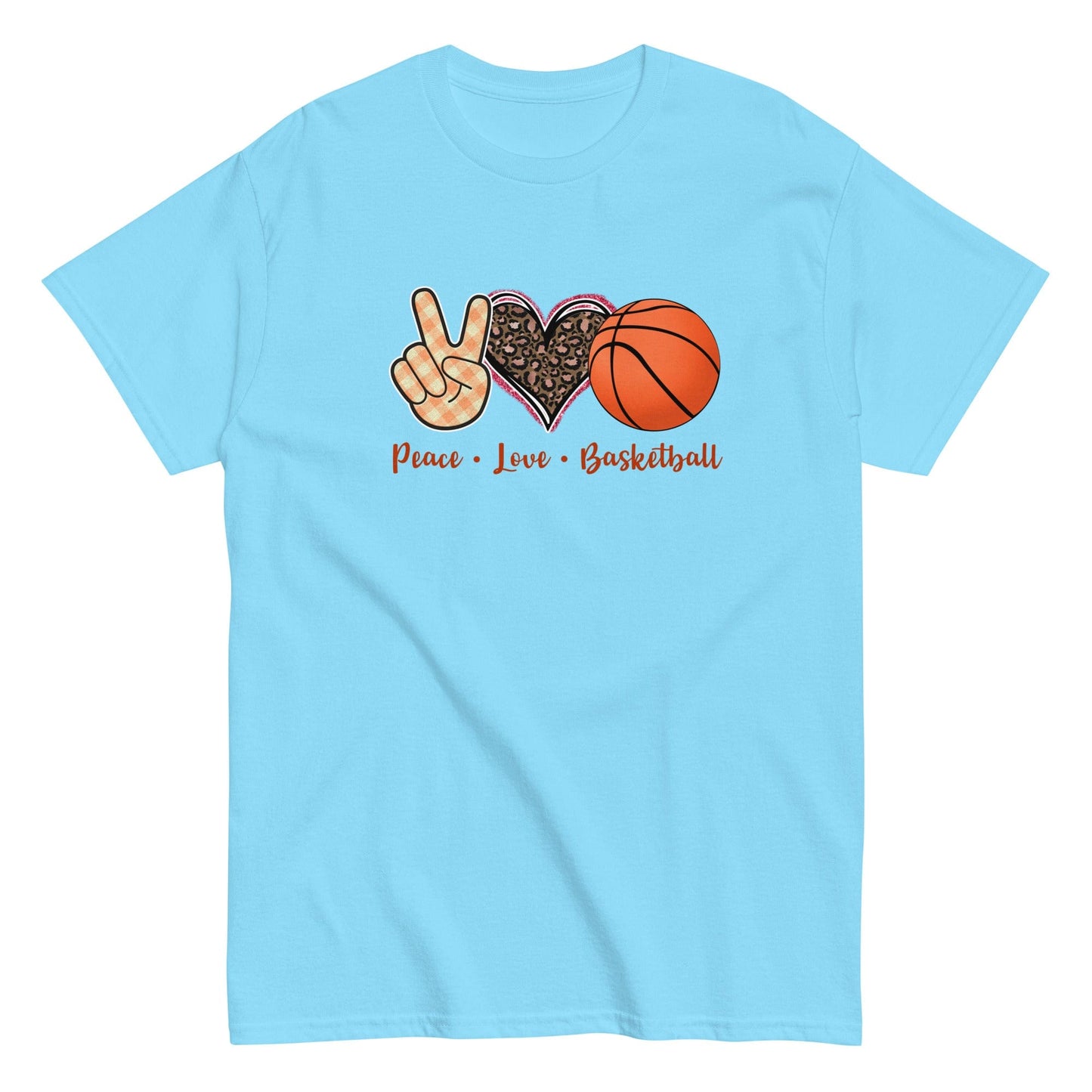 Peace Love Basketball Classic Shirt Sky / S Spirit Gear Collective T-Shirt