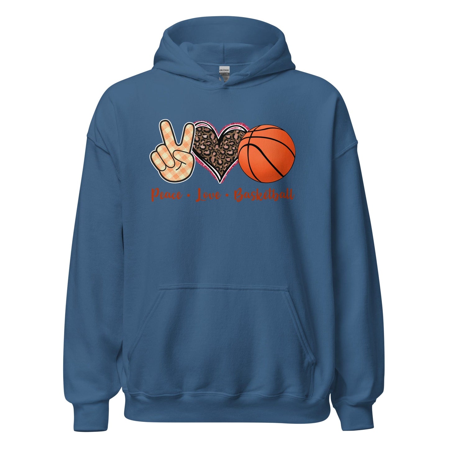 Peace Love Basketball Hoodie Indigo Blue / S Spirit Gear Collective Hoodie