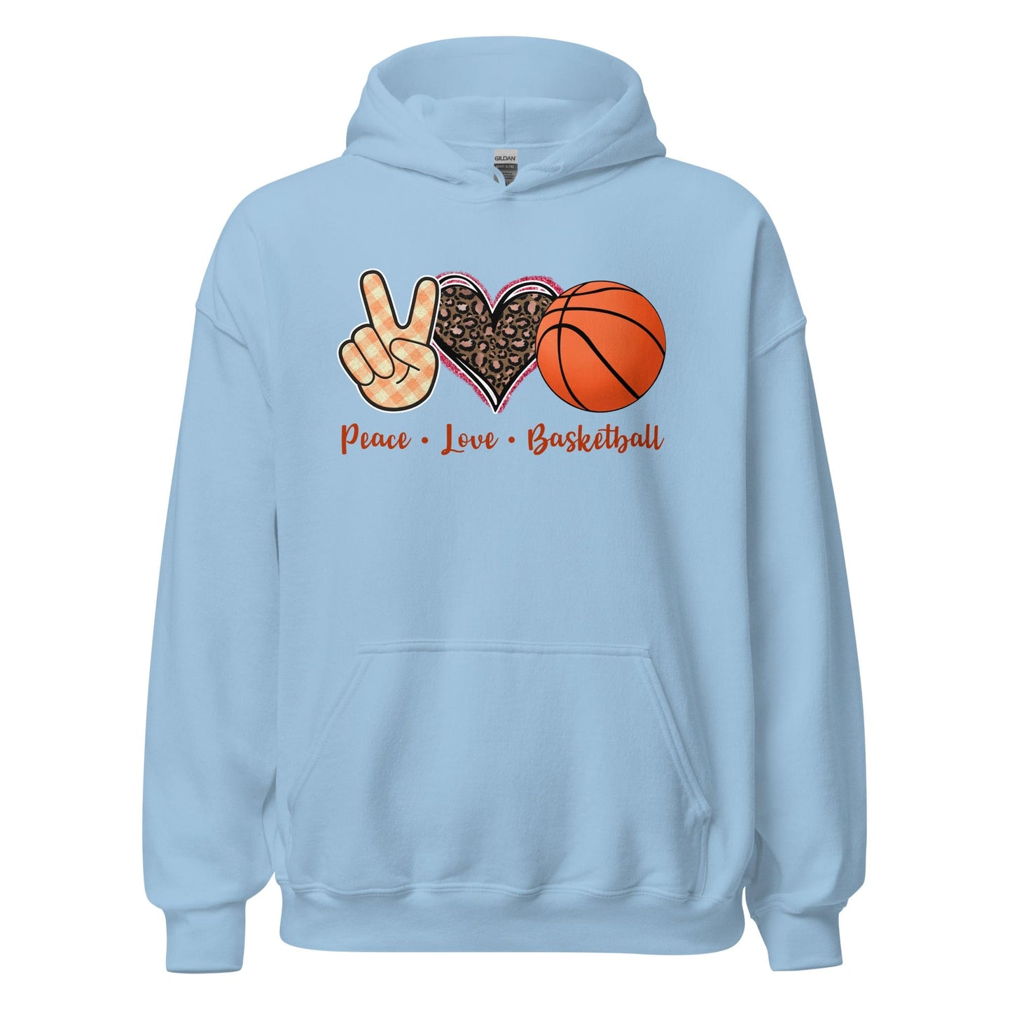Peace Love Basketball Hoodie Light Blue / S Spirit Gear Collective Hoodie