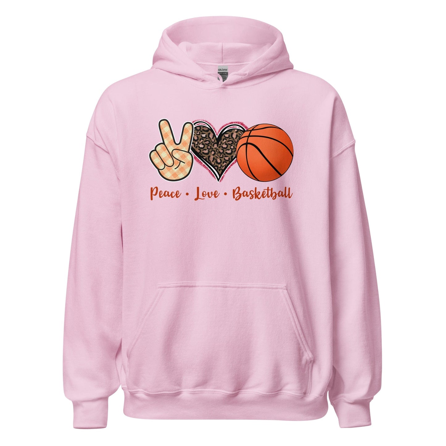Peace Love Basketball Hoodie Light Pink / S Spirit Gear Collective Hoodie