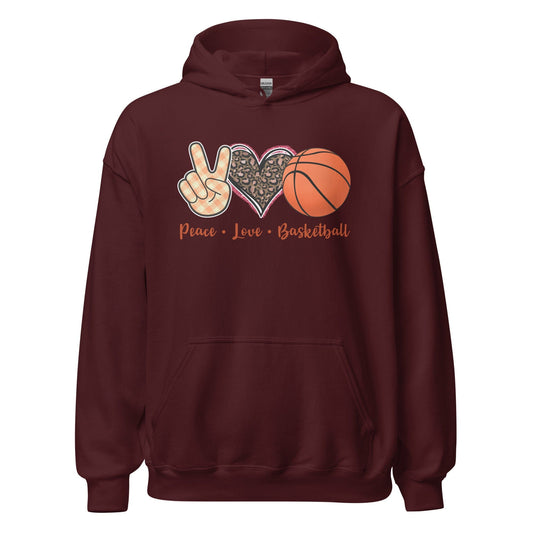 Peace Love Basketball Hoodie Maroon / S Spirit Gear Collective Hoodie