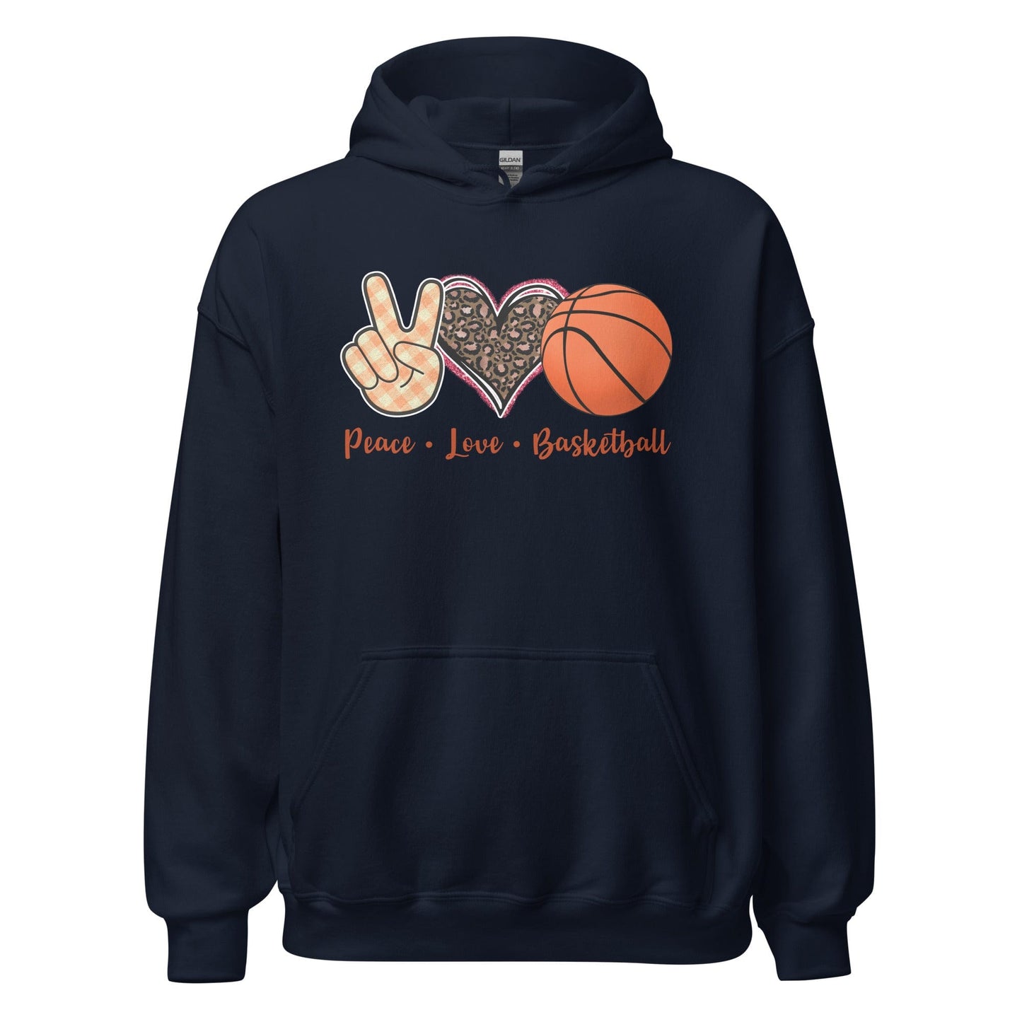 Peace Love Basketball Hoodie Navy / S Spirit Gear Collective Hoodie