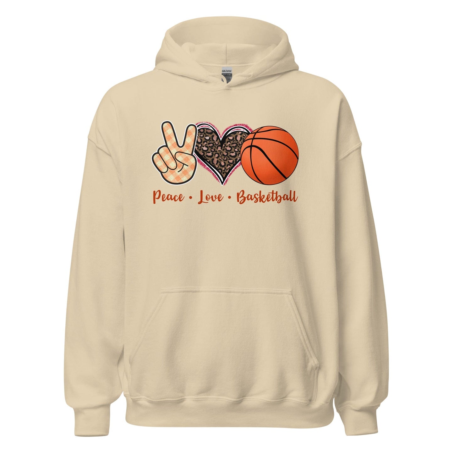 Peace Love Basketball Hoodie Sand / S Spirit Gear Collective Hoodie