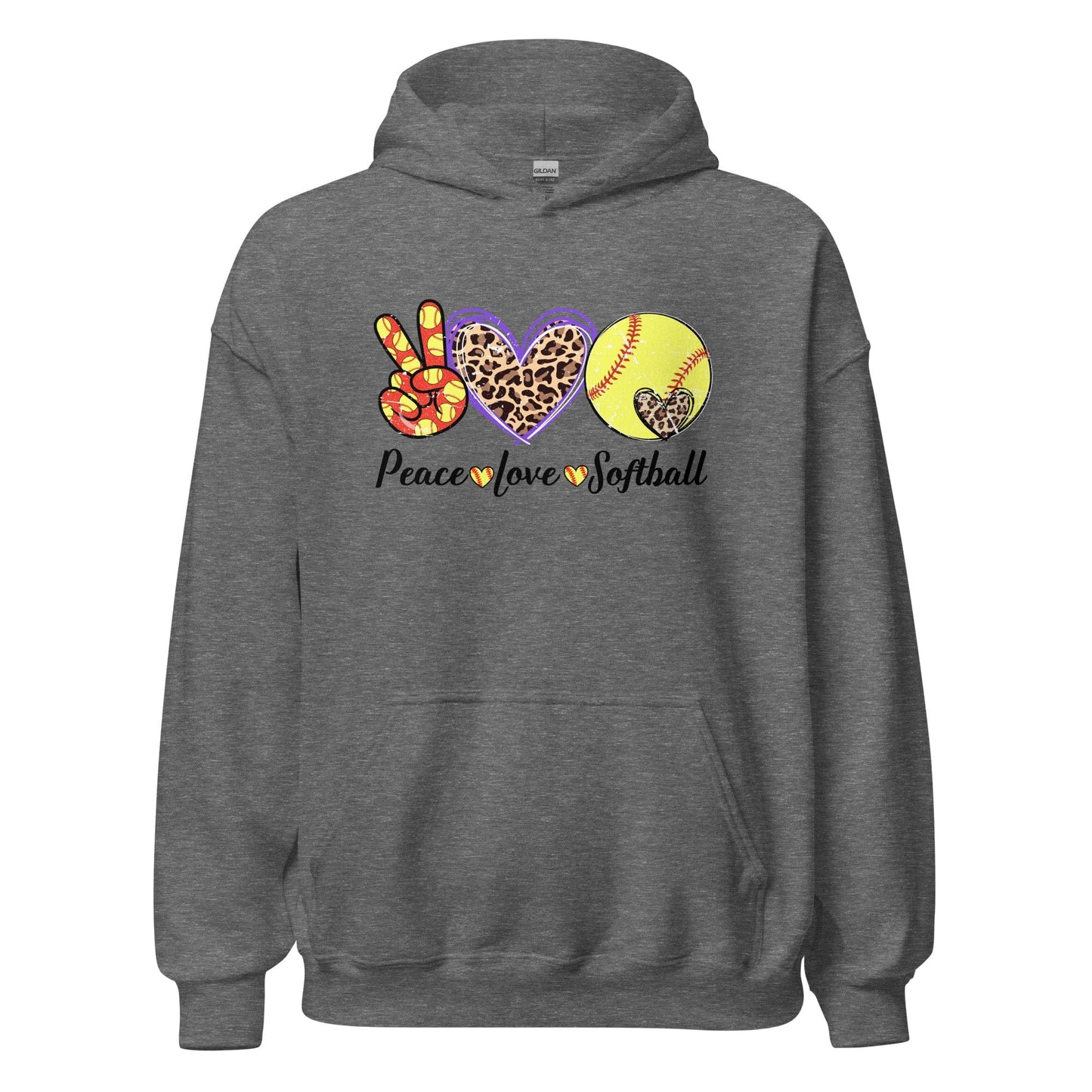 Peace Love Softball Hoodie Graphite Heather / S Spirit Gear Collective Hoodie