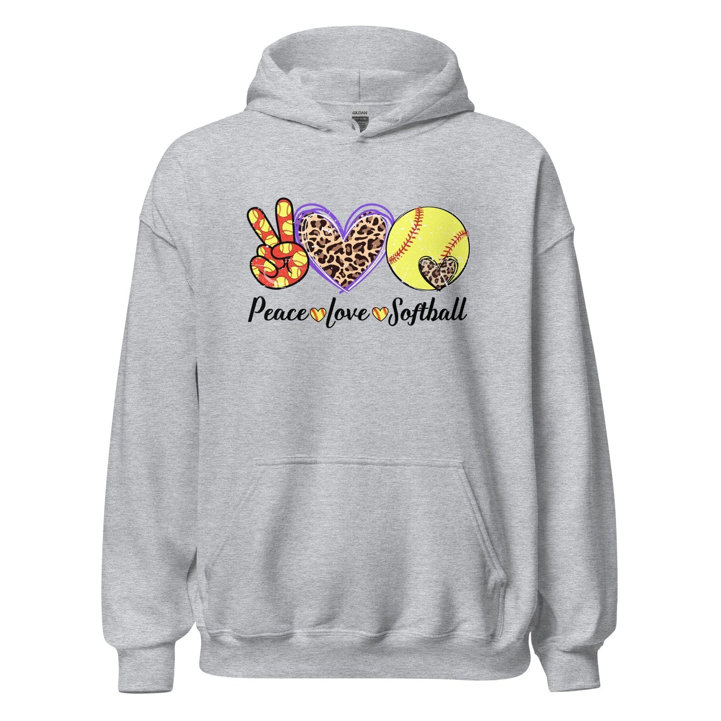 Peace Love Softball Hoodie Sport Grey / S Spirit Gear Collective Hoodie