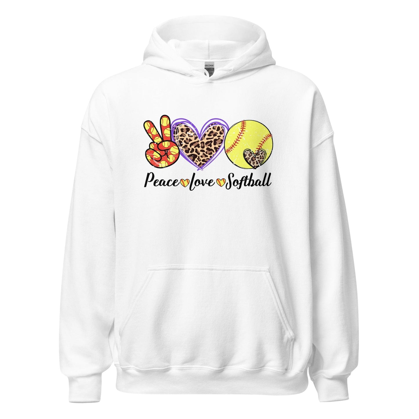 Peace Love Softball Hoodie White / S Spirit Gear Collective Hoodie