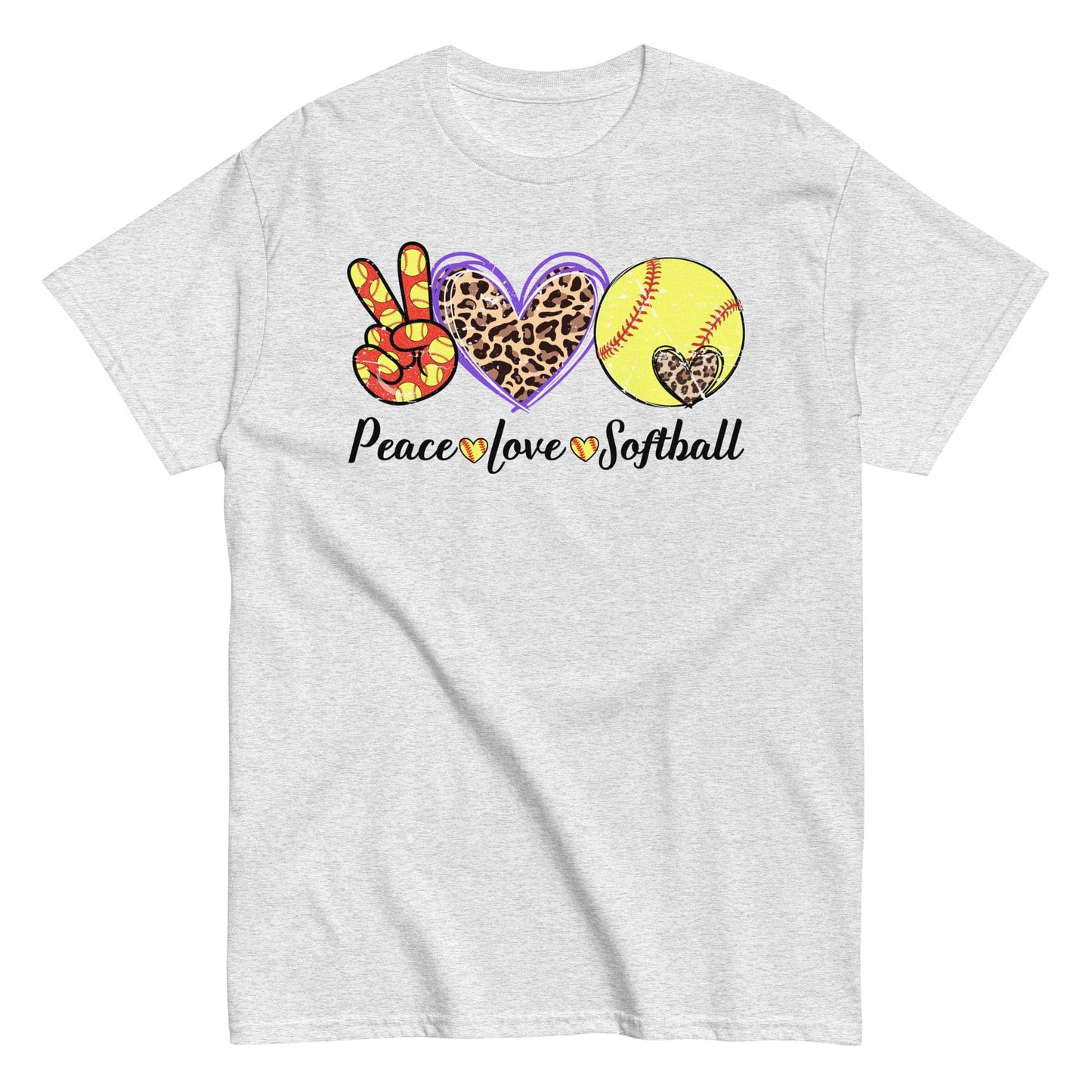 Peace Love Softball Shirt Ash / S Spirit Gear Collective T-Shirt