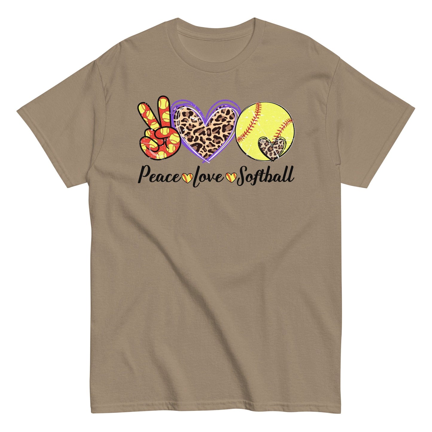 Peace Love Softball Shirt Brown Savana / S Spirit Gear Collective T-Shirt