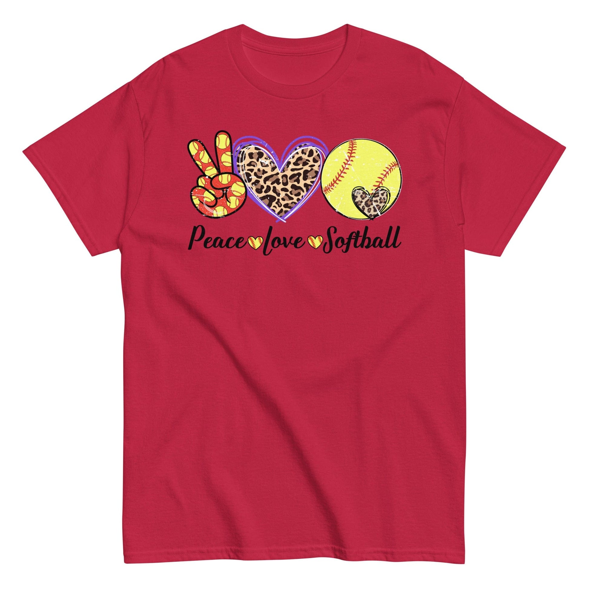 Peace Love Softball Shirt Cardinal / S Spirit Gear Collective T-Shirt