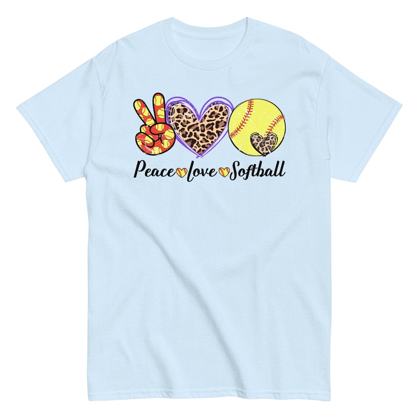 Peace Love Softball Shirt Light Blue / S Spirit Gear Collective T-Shirt