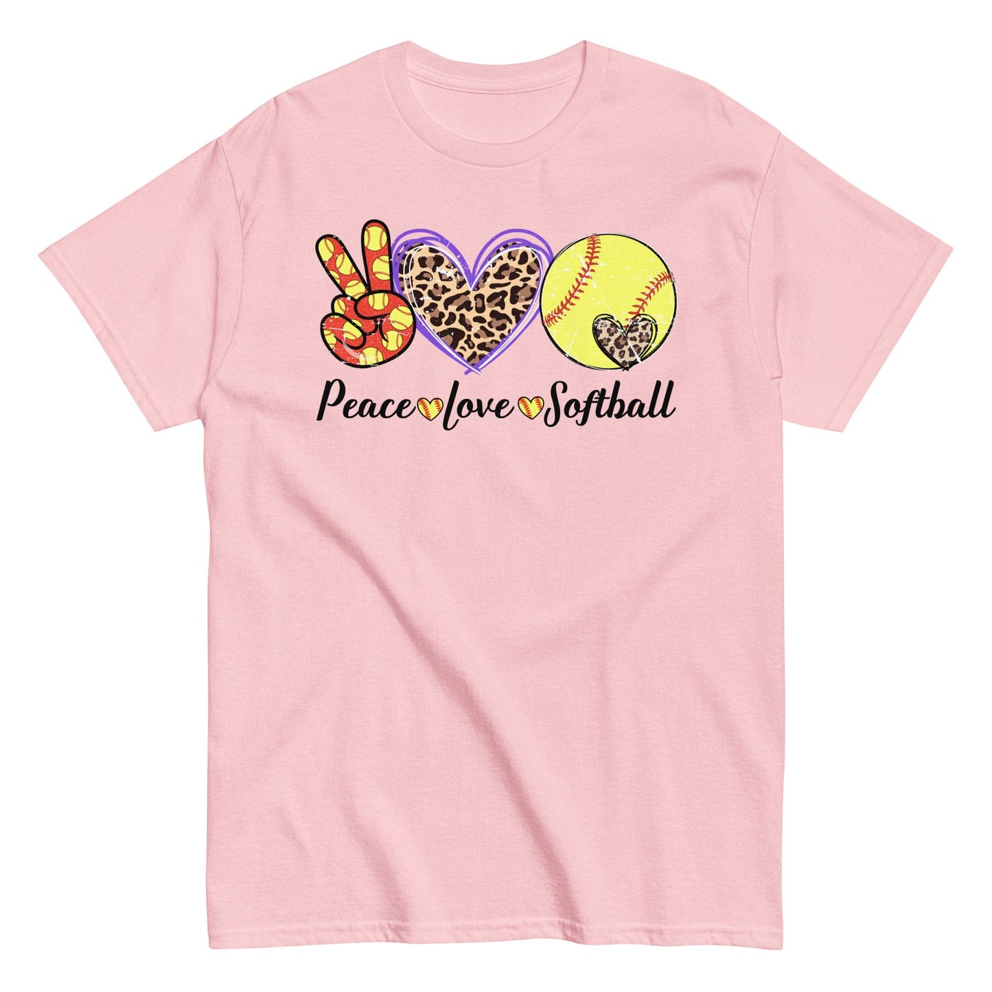 Peace Love Softball Shirt Light Pink / S Spirit Gear Collective T-Shirt