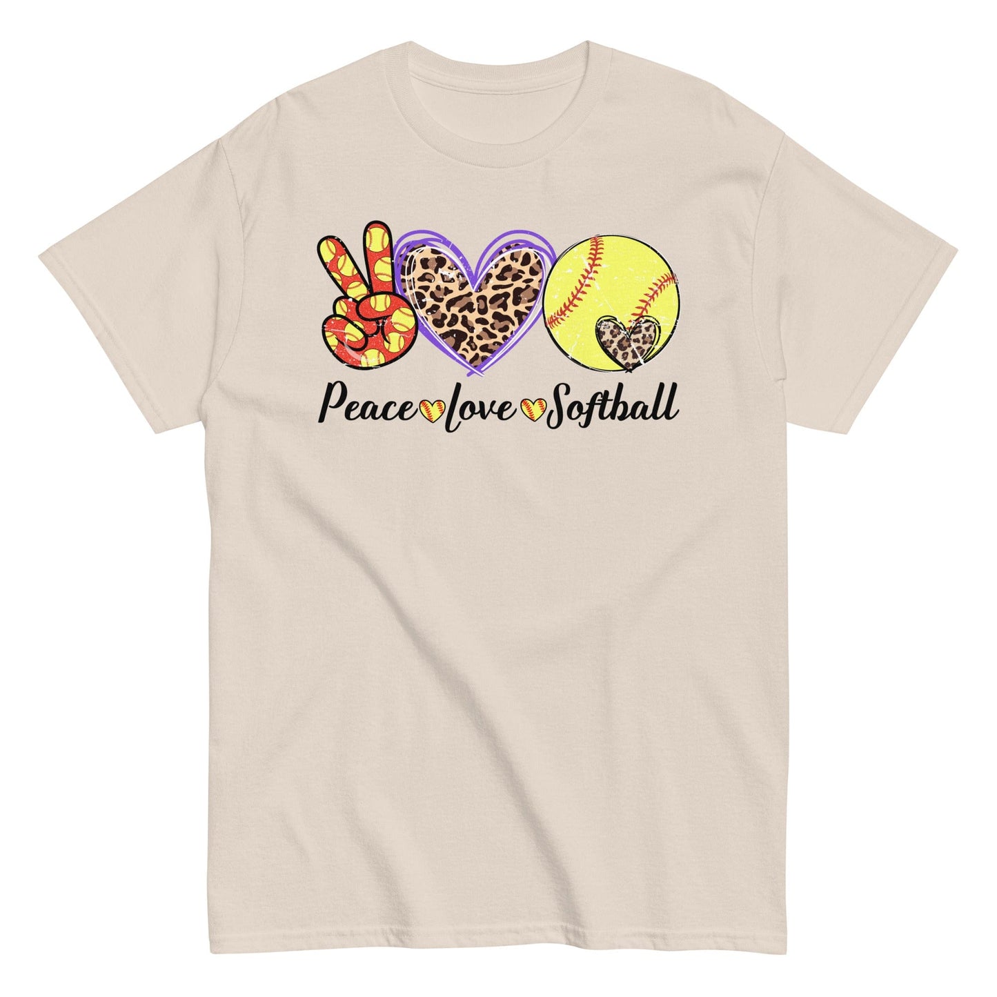 Peace Love Softball Shirt Natural / S Spirit Gear Collective T-Shirt