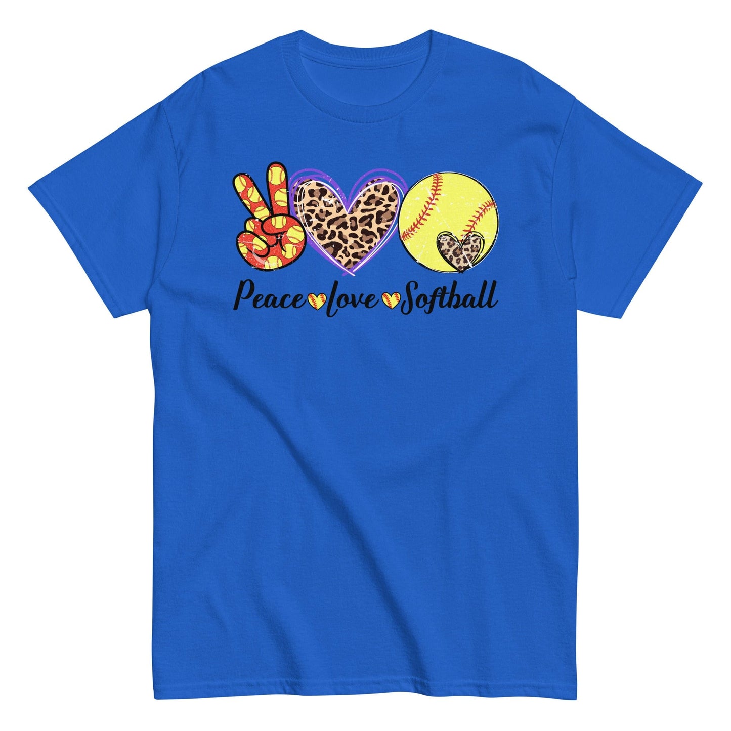 Peace Love Softball Shirt Royal / S Spirit Gear Collective T-Shirt
